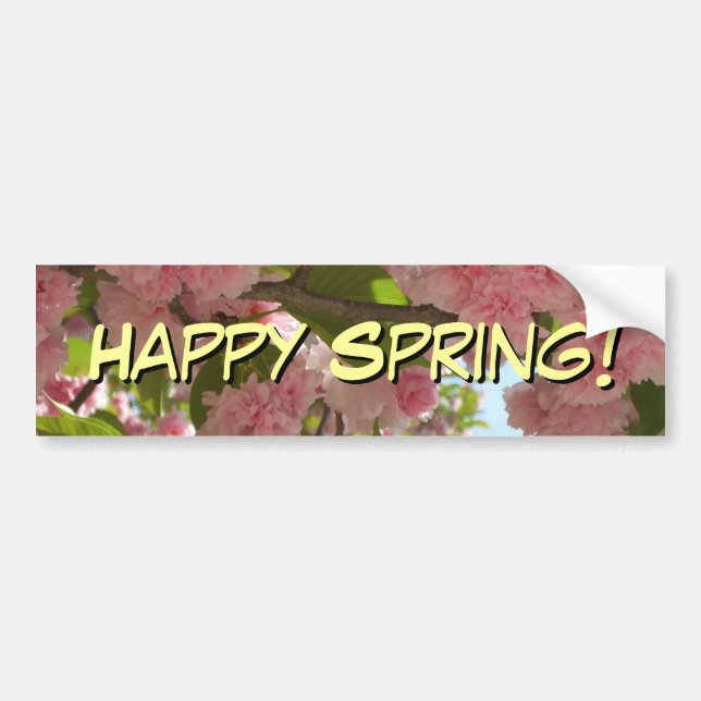 Double Blossoming Cherry Tree III Spring Floral Bumper Sticker (Front)