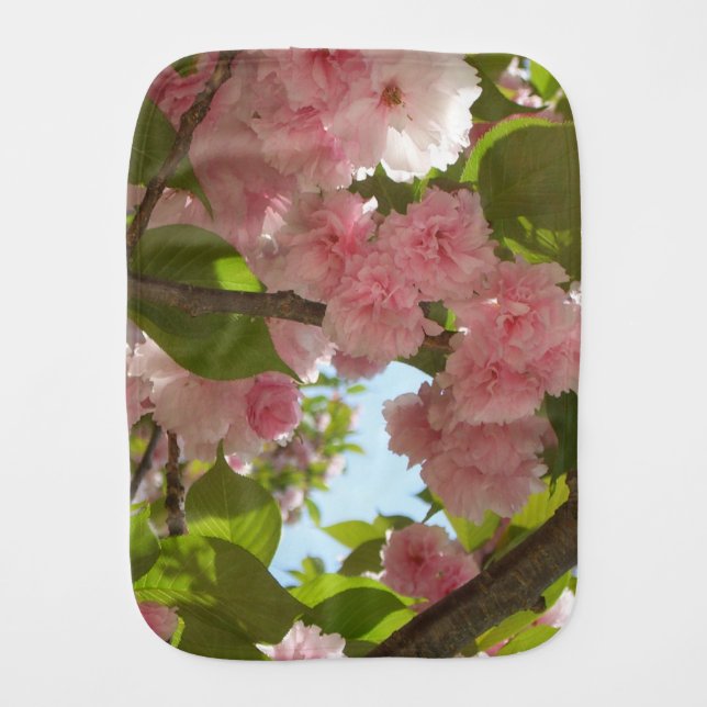Double Blossoming Cherry Tree III Spring Floral Burp Cloth (Front)