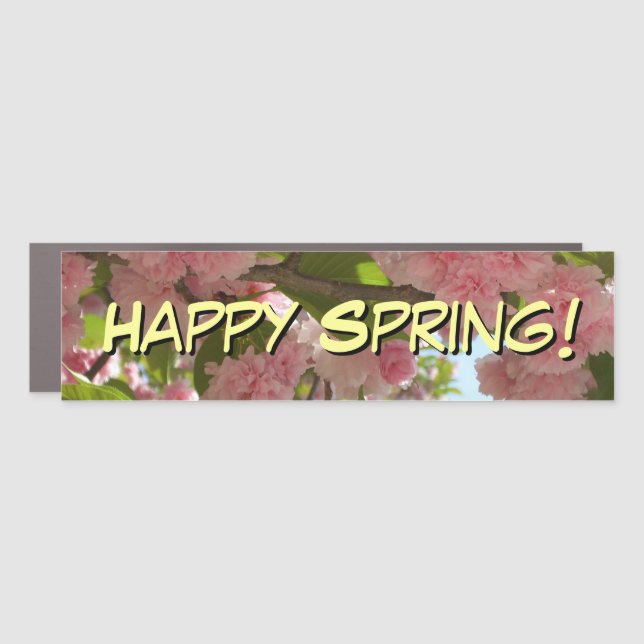 Double Blossoming Cherry Tree III Spring Floral Car Magnet (Front)
