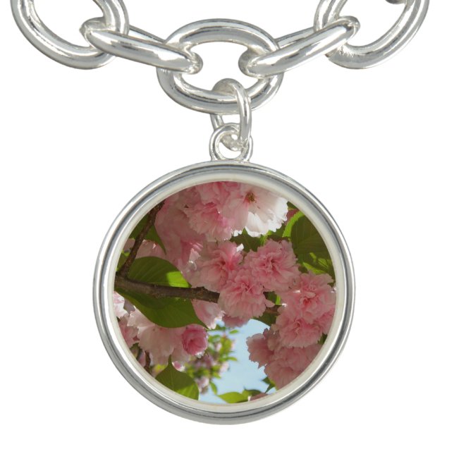 Double Blossoming Cherry Tree III Spring Floral Charm Bracelet (Design)