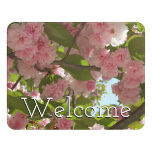 Double Blossoming Cherry Tree III Spring Floral Door Sign