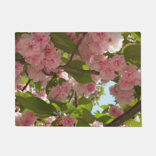 Double Blossoming Cherry Tree III Spring Floral Doormat (Front)
