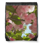Double Blossoming Cherry Tree III Spring Floral Drawstring Bag