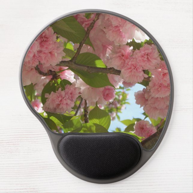 Double Blossoming Cherry Tree III Spring Floral Gel Mouse Pad (Front)