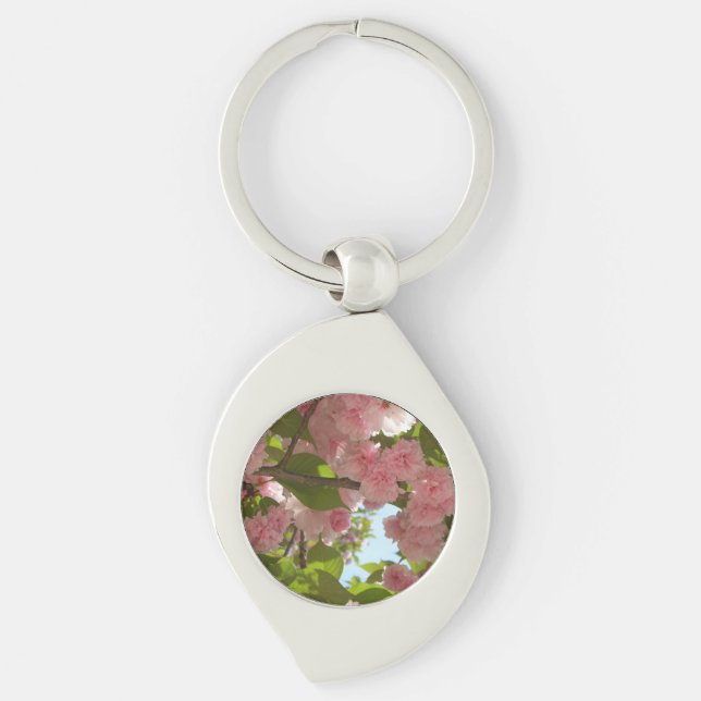 Double Blossoming Cherry Tree III Spring Floral Keychain (Front)