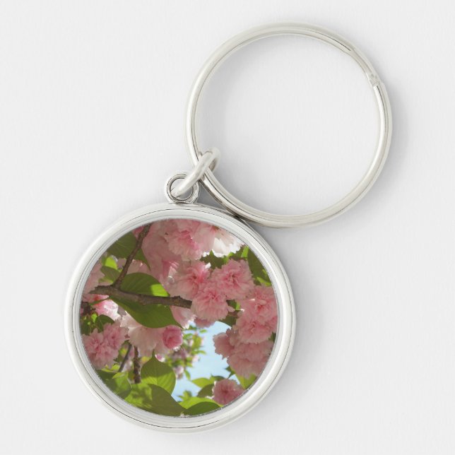 Double Blossoming Cherry Tree III Spring Floral Keychain (Front)