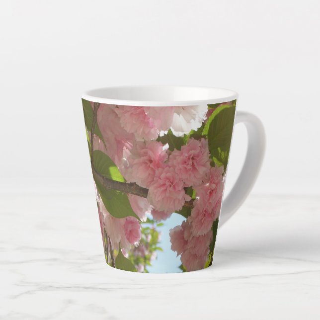 Double Blossoming Cherry Tree III Spring Floral Latte Mug (Right Angle)