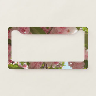 Double Blossoming Cherry Tree III Spring Floral License Plate Frame