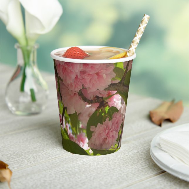 Double Blossoming Cherry Tree III Spring Floral Paper Cups (Insitu)
