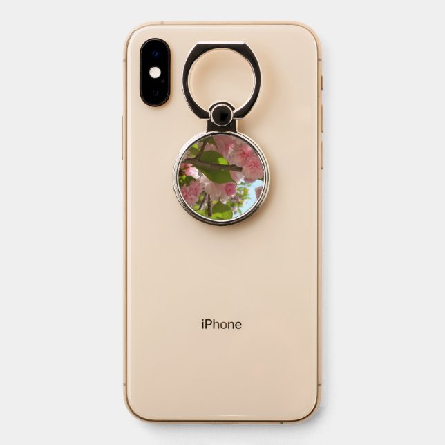 Double Blossoming Cherry Tree III Spring Floral Phone Ring Stand (On Phone)