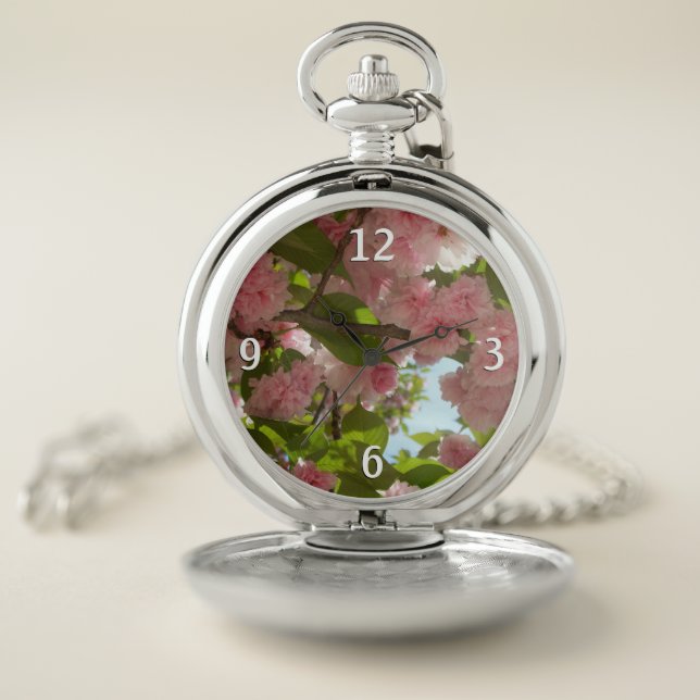 Double Blossoming Cherry Tree III Spring Floral Pocket Watch (Inside)