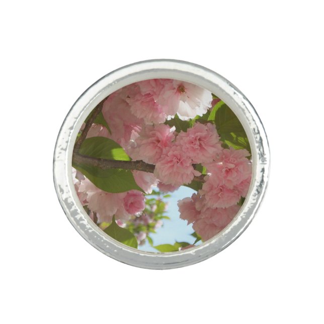 Double Blossoming Cherry Tree III Spring Floral Ring (Front)