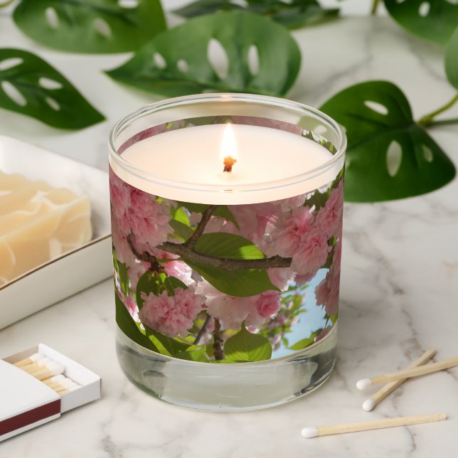 Double Blossoming Cherry Tree III Spring Floral Scented Candle (Lit)