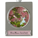 Double Blossoming Cherry Tree III Spring Floral Silver Plated Banner Ornament