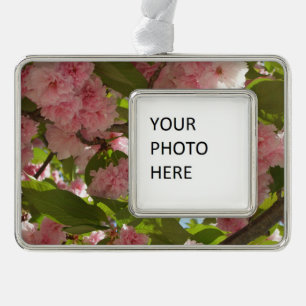 Double Blossoming Cherry Tree III Spring Floral Silver Plated Framed Ornament