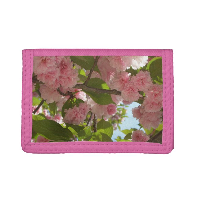 Double Blossoming Cherry Tree III Spring Floral Trifold Wallet (Front)