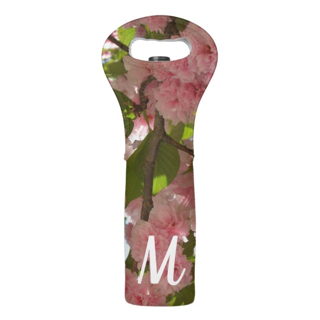 Double Blossoming Cherry Tree III Spring Floral Wine Bag (Front)