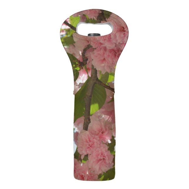 Double Blossoming Cherry Tree III Spring Floral Wine Bag (Front)