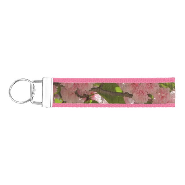 Double Blossoming Cherry Tree III Spring Floral Wrist Keychain (Keys on Left)