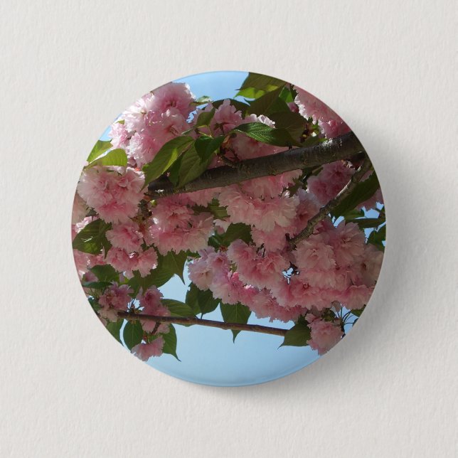 Double Blossoming Cherry Tree IV Spring Button (Front)