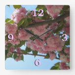 Double Blossoming Cherry Tree IV Spring Square Wall Clock