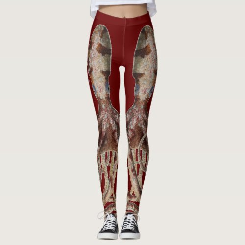 Double Blue_ring Octopus on Blood Red Leggings