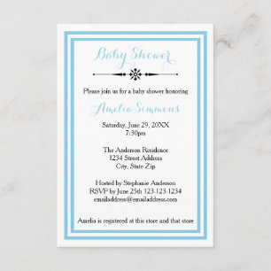 Double Blue Trim - 3x5 Baby Shower Invitation