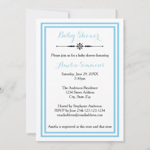 Double Blue Trim - 5x7 Baby Shower Invitation