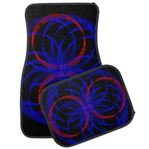 Double Blueberry Color Geometric Car Mat Set
