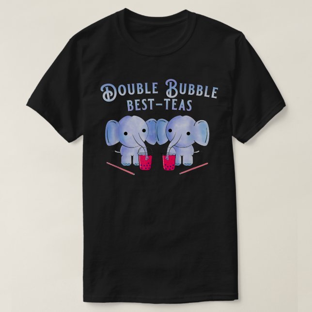 Double Boba Bubble Tea Cute Kawaii BFF  T-Shirt (Design Front)
