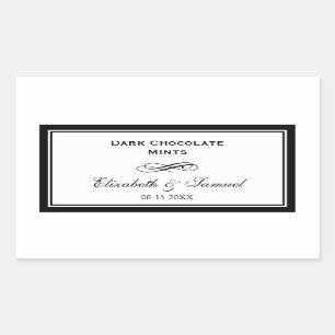 Double border black swirl wedding reception candy rectangular sticker