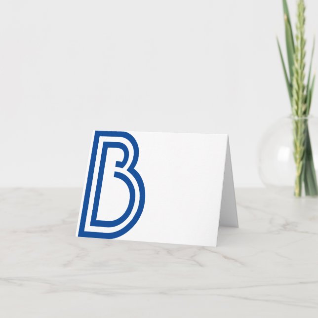DOUBLE BORDER FONT, PERSONALIZED INITIAL, NOTE CARD (Front)