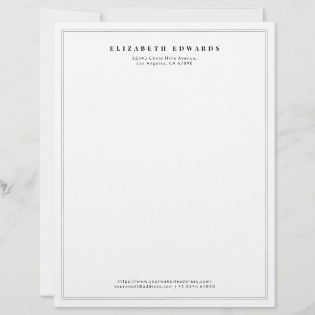 Double Border Simple Elegant Minimalist Letterhead (Front)