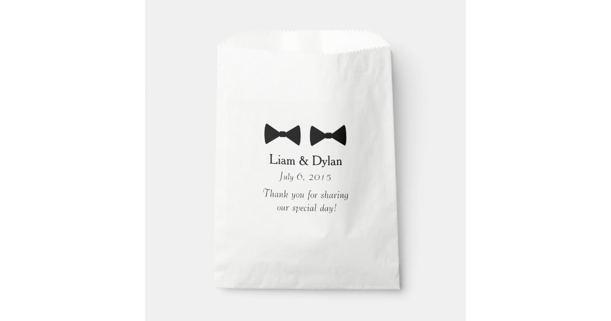"Double Bow Tie" Personalized Favor Bags Zazzle
