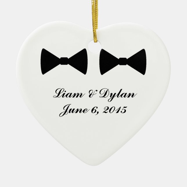 "Double Bow Ties" Heart Ornament (Front)