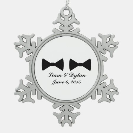 "double Bow Ties" Pewter Ornament