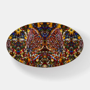 Double Butterfly Vintage Faux Stained Glass Paperweight