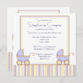 Double Carriage Twin Boy Baby Shower Invitation (Front/Back)