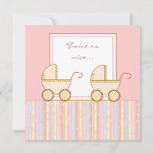 Double Carriage Twin Girl Baby Shower Invitation (Back)