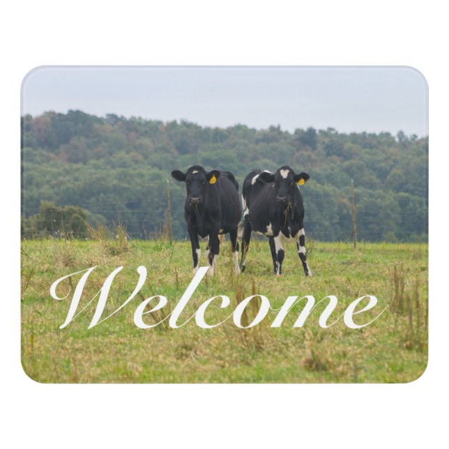 Double Cattle Trouble Welcome Door Sign (Contemporary Front)