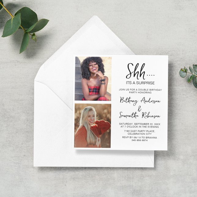 Double Celebration 2 Photo Birthday Invitation (Creator Uploaded)