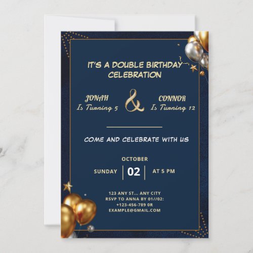 Double Celebration Birthday Invitation