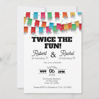 Double Celebration Birthday Invitation Template