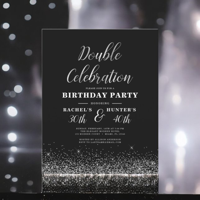 Double Celebration Black Silver Birthday Party (Creator Uploaded)