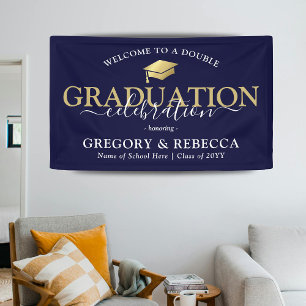 Double Celebration Graduation Party Graduate Banner