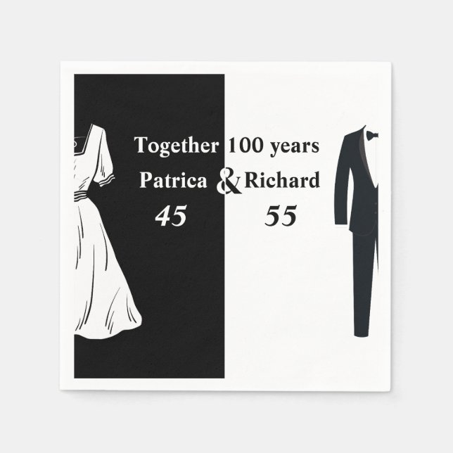 Double Celebration Joint Birthday 100 Year Napkins (Front)