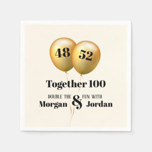 Double Celebration Joint Birthday Gold and Black Napkins