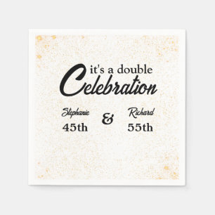 Double Celebration Joint Birthday Gold White Napkins