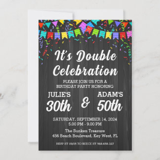 Double celebration joint birthday party invitation