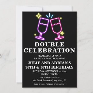 Double celebration joint birthday party invitation